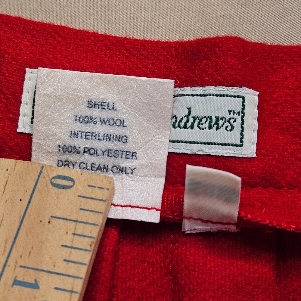 Vtg Wool Pleated mini Skirt Red Size 8P School Girl Holiday Academia Y2K Preppy - Picture 4 of 7